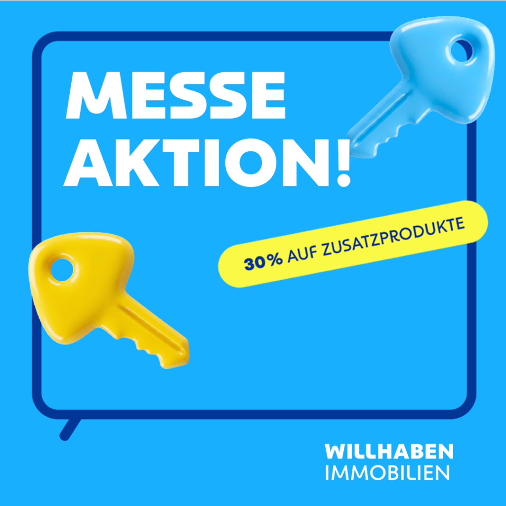 willhaben Immobilien Messe-Aktion: 30 % auf Zusatzprodukte
